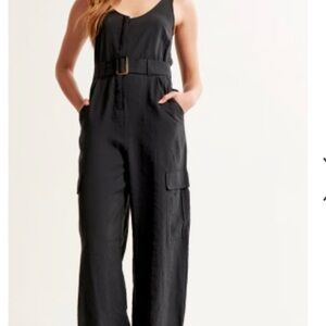 Abercrombie & Fitch Black Belted Jumpsuit- Large